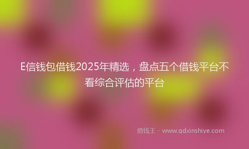 E信钱包借钱2025年精选，盘点五个借钱平台不看综合评估的平台