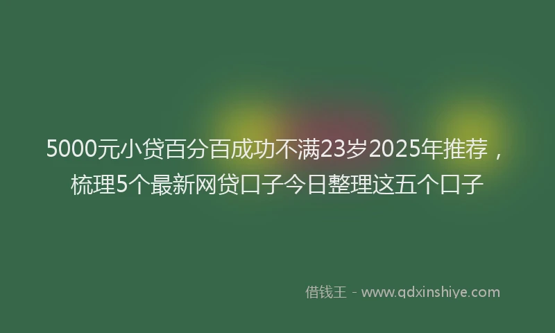 5000元小贷百分百成功不满23岁2025年推荐，梳理5个最新网贷口子今日整理这五个口子
