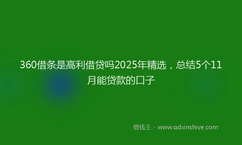 360借条是高利借贷吗2025年精选，总结5个11月能贷款的口子