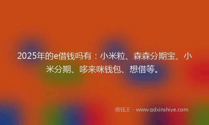 2025年的e借钱吗有：小米粒、森森分期宝、小米分期、哆来咪钱包、想借等。