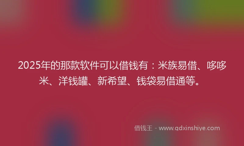 2025年的那款软件可以借钱有：米族易借、哆哆米、洋钱罐、新希望、钱袋易借通等。