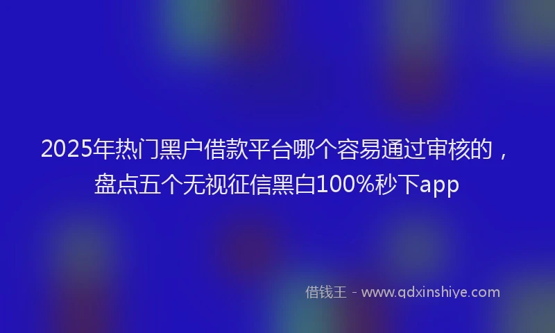2025年热门黑户借款平台哪个容易通过审核的，盘点五个无视征信黑白100%秒下app