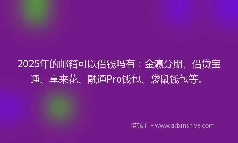 2025年的邮箱可以借钱吗有：金瀛分期、借贷宝通、享来花、融通Pro钱包、袋鼠钱包等。
