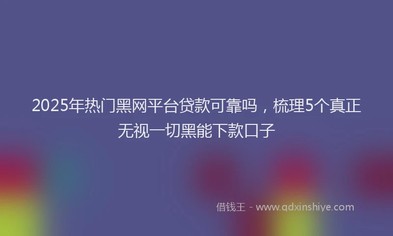 2025年热门黑网平台贷款可靠吗，梳理5个真正无视一切黑能下款口子