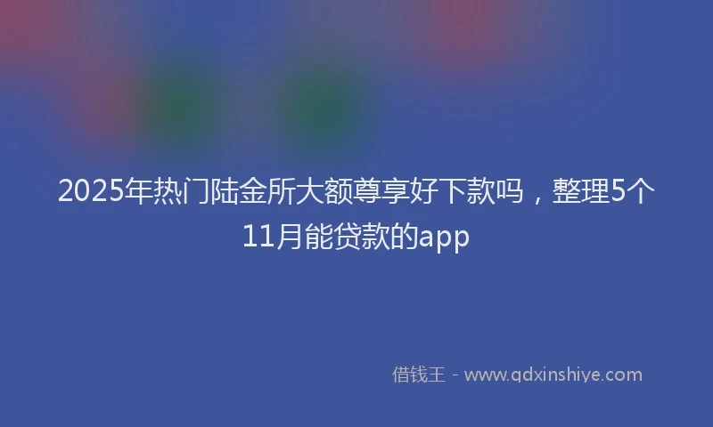 2025年热门陆金所大额尊享好下款吗，整理5个11月能贷款的app