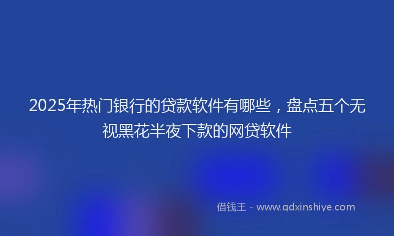 2025年热门银行的贷款软件有哪些,盘点五个无视黑花半夜下款的网贷软件