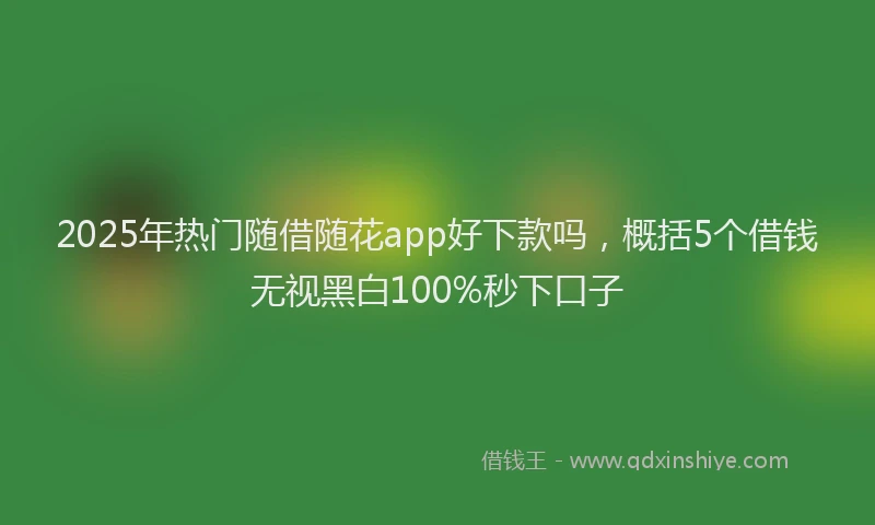 2025年热门随借随花app好下款吗，概括5个借钱无视黑白100%秒下口子
