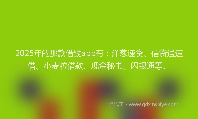 2025年的那款借钱app有：洋葱速贷、信贷通速借、小麦粒借款、现金秘书、闪银通等。