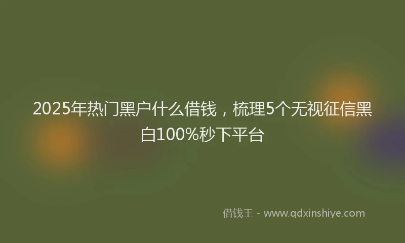 2025年热门黑户什么借钱，梳理5个无视征信黑白100%秒下平台