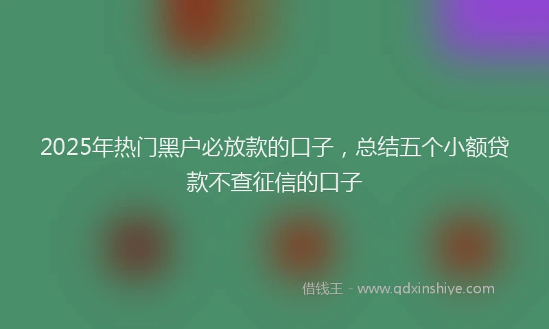2025年热门黑户必放款的口子，总结五个小额贷款不查征信的口子
