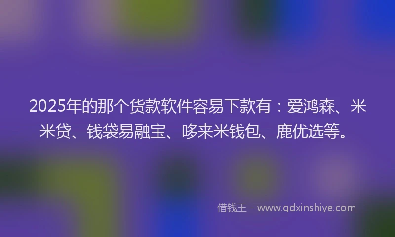 2025年的那个货款软件容易下款有：爱鸿森、米米贷、钱袋易融宝、哆来米钱包、鹿优选等。