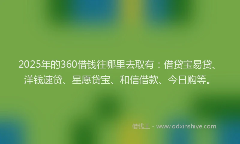 2025年的360借钱往哪里去取有：借贷宝易贷、洋钱速贷、星愿贷宝、和信借款、今日购等。