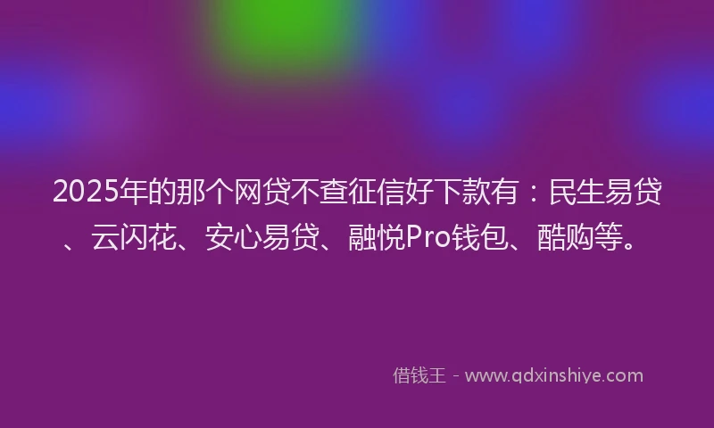 2025年的那个网贷不查征信好下款有：民生易贷、云闪花、安心易贷、融悦Pro钱包、酷购等。