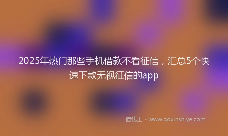 2025年热门那些手机借款不看征信，汇总5个快速下款无视征信的app