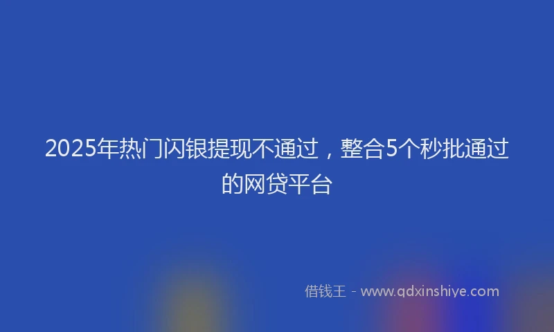 2025年热门闪银提现不通过，整合5个秒批通过的网贷平台