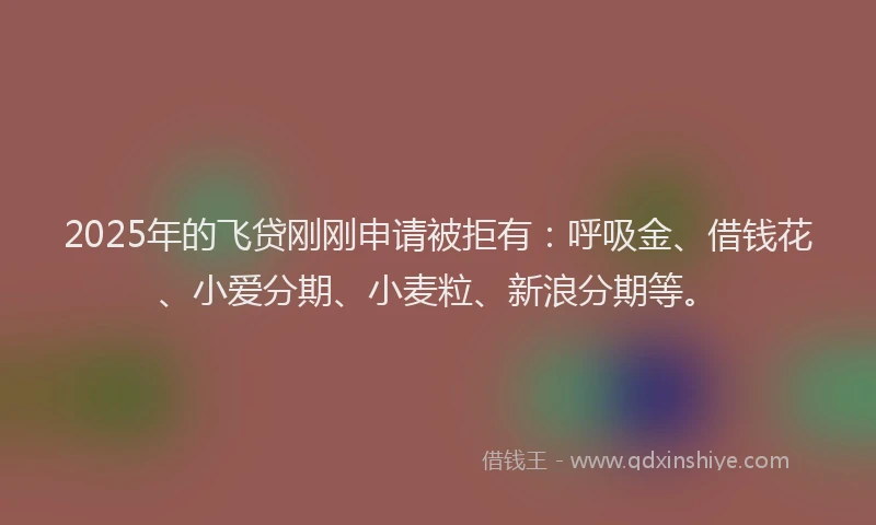 2025年的飞贷刚刚申请被拒有：呼吸金、借钱花、小爱分期、小麦粒、新浪分期等。