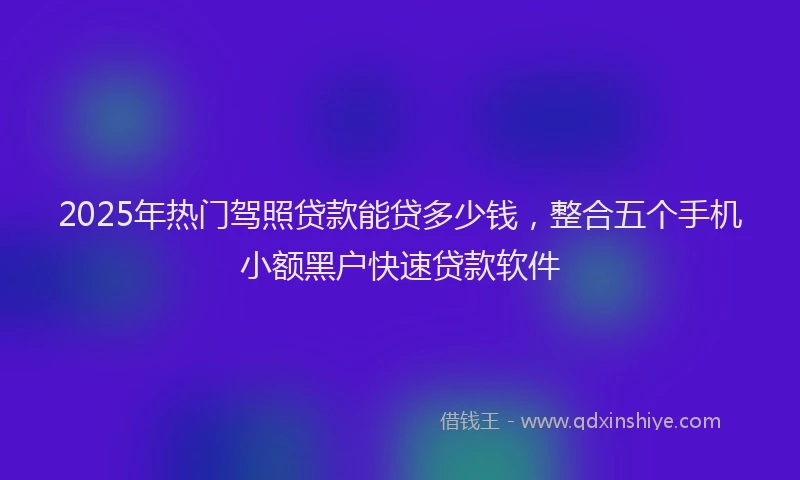 2025年热门驾照贷款能贷多少钱，整合五个手机小额黑户快速贷款软件