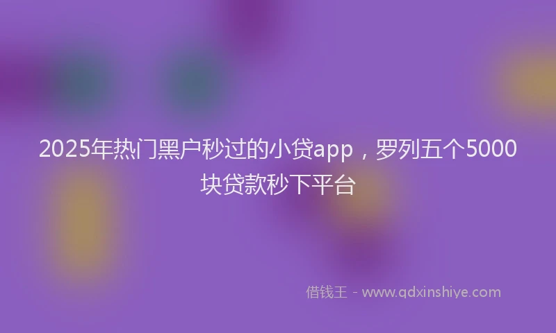 2025年热门黑户秒过的小贷app，罗列五个5000块贷款秒下平台