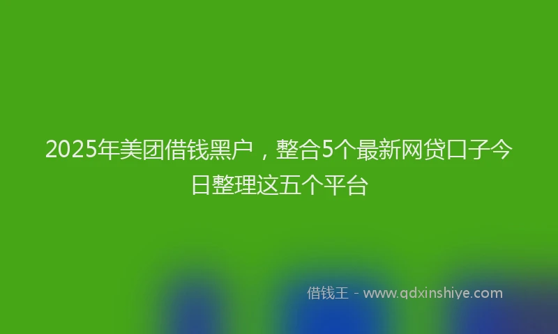 2025年美团借钱黑户，整合5个最新网贷口子今日整理这五个平台