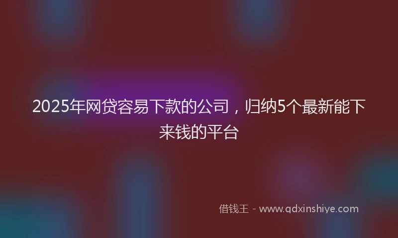 2025年网贷容易下款的公司，归纳5个最新能下来钱的平台