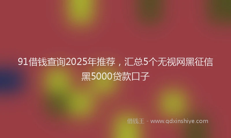 91借钱查询2025年推荐，汇总5个无视网黑征信黑5000贷款口子