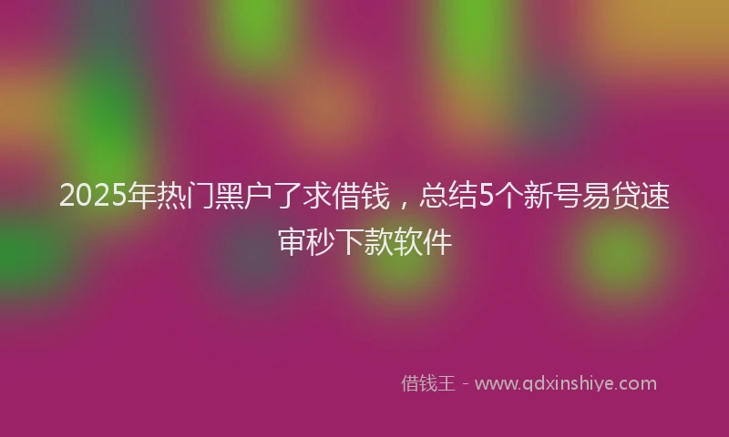 2025年热门黑户了求借钱，总结5个新号易贷速审秒下款软件