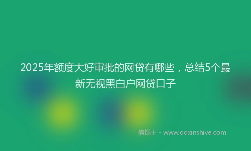 2025年额度大好审批的网贷有哪些，总结5个最新无视黑白户网贷口子