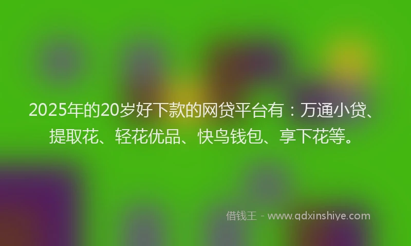 2025年的20岁好下款的网贷平台有：万通小贷、提取花、轻花优品、快鸟钱包、享下花等。