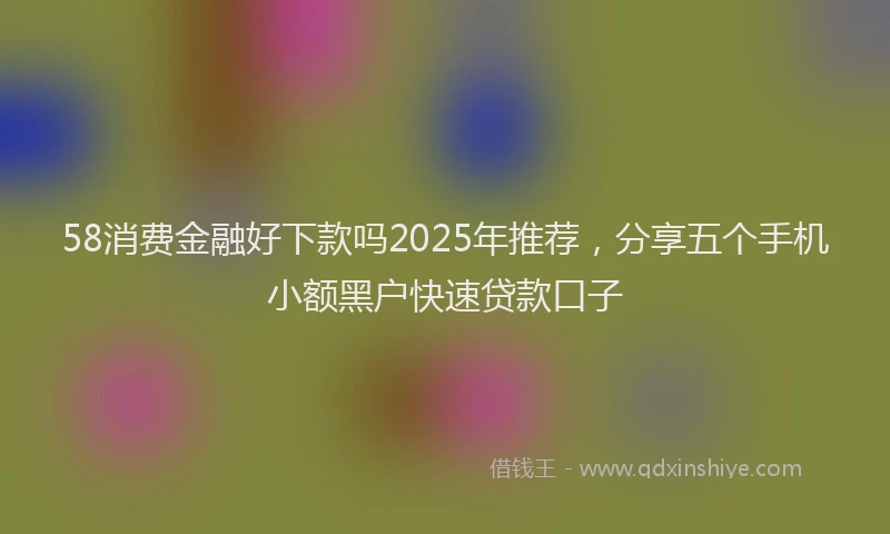 58消费金融好下款吗2025年推荐，分享五个手机小额黑户快速贷款口子