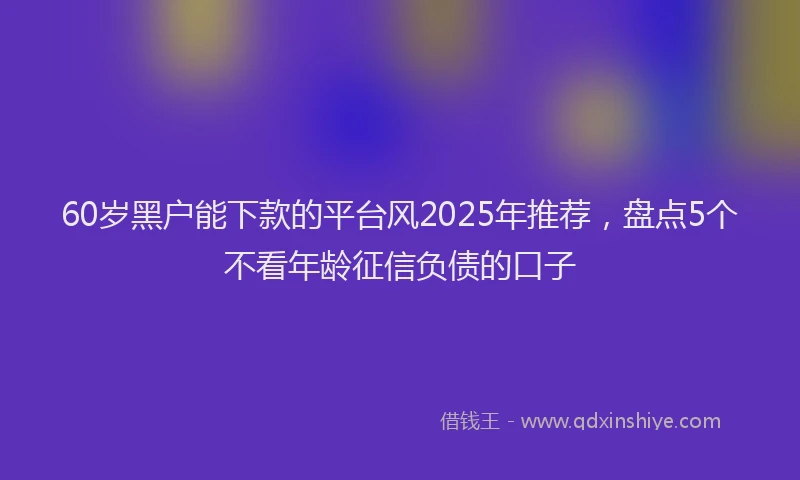 60岁黑户能下款的平台风2025年推荐，盘点5个不看年龄征信负债的口子