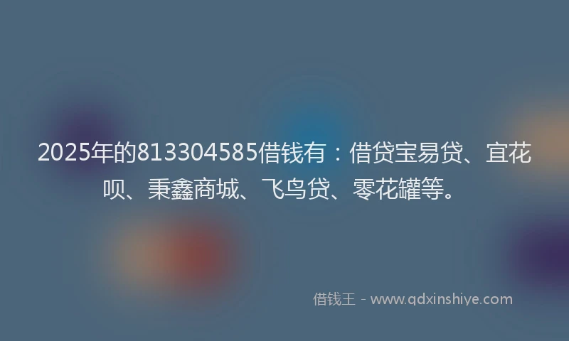 2025年的813304585借钱有：借贷宝易贷、宜花呗、秉鑫商城、飞鸟贷、零花罐等。