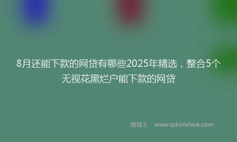 8月还能下款的网贷有哪些2025年精选，整合5个无视花黑烂户能下款的网贷