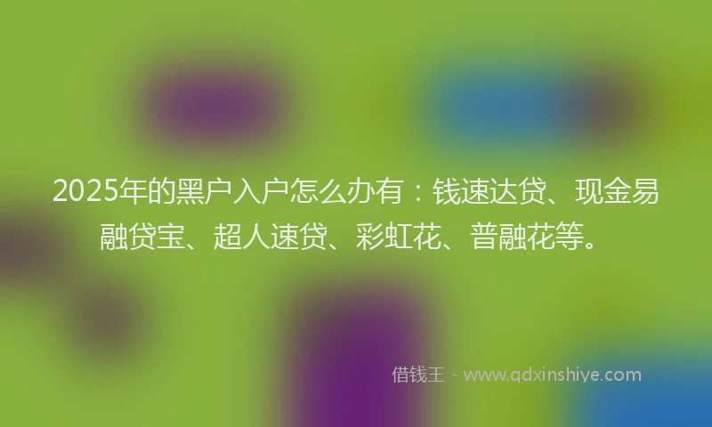 2025年的黑户入户怎么办有：钱速达贷、现金易融贷宝、超人速贷、彩虹花、普融花等。