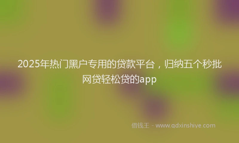2025年热门黑户专用的贷款平台，归纳五个秒批网贷轻松贷的app