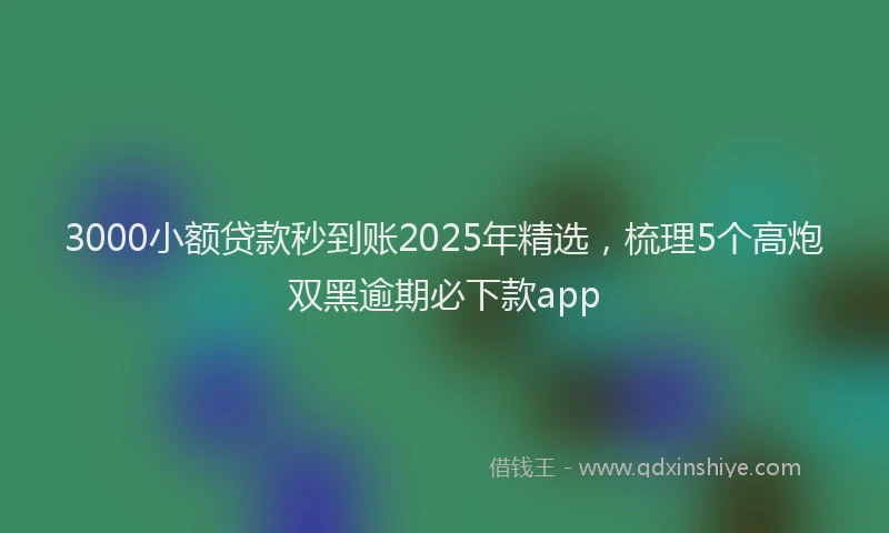 3000小额贷款秒到账2025年精选，梳理5个高炮双黑逾期必下款app
