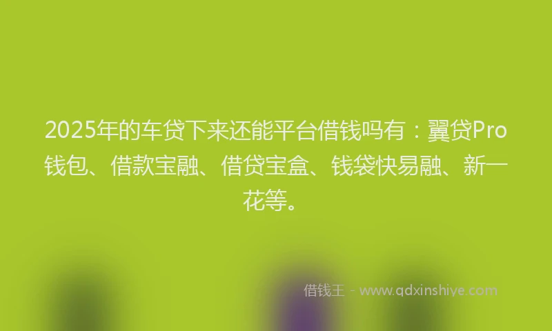 2025年的车贷下来还能平台借钱吗有：翼贷Pro钱包、借款宝融、借贷宝盒、钱袋快易融、新一花等。