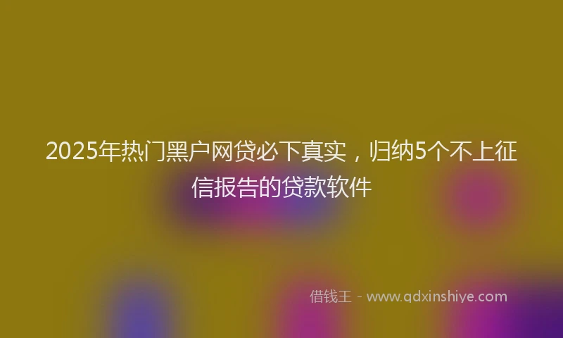 2025年热门黑户网贷必下真实，归纳5个不上征信报告的贷款软件
