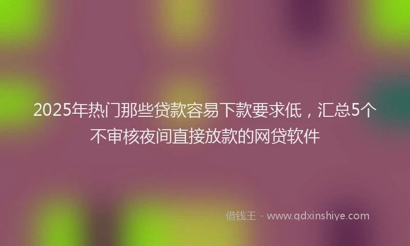 2025年热门那些贷款容易下款要求低，汇总5个不审核夜间直接放款的网贷软件