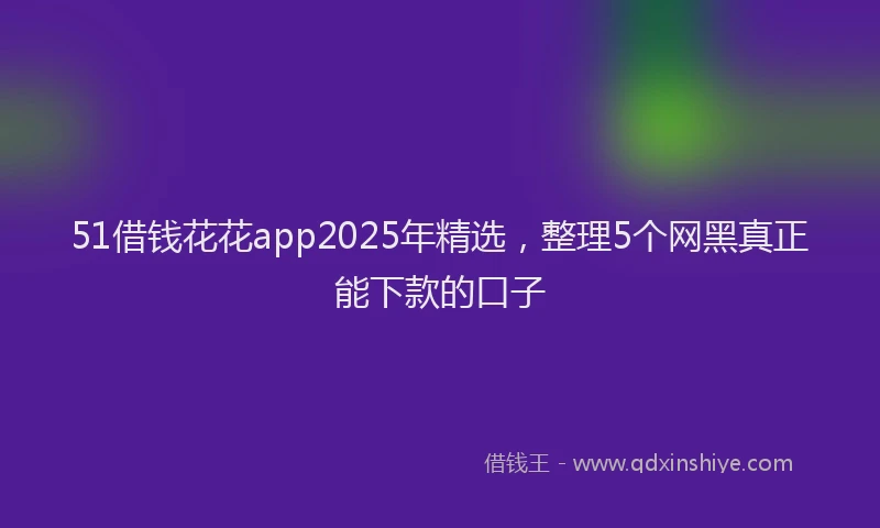 51借钱花花app2025年精选，整理5个网黑真正能下款的口子
