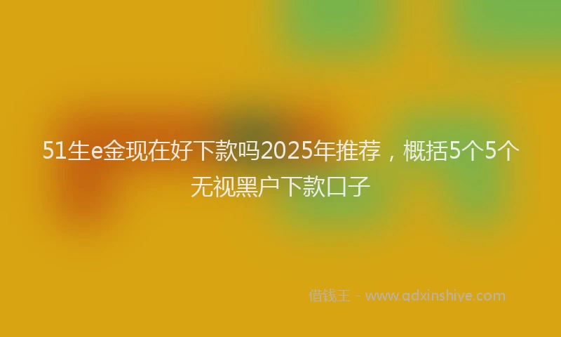 51生e金现在好下款吗2025年推荐，概括5个5个无视黑户下款口子