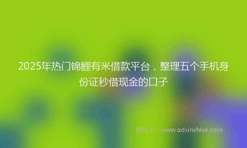 2025年热门锦鲤有米借款平台，整理五个手机身份证秒借现金的口子