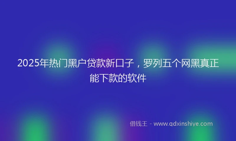 2025年热门黑户贷款新口子，罗列五个网黑真正能下款的软件