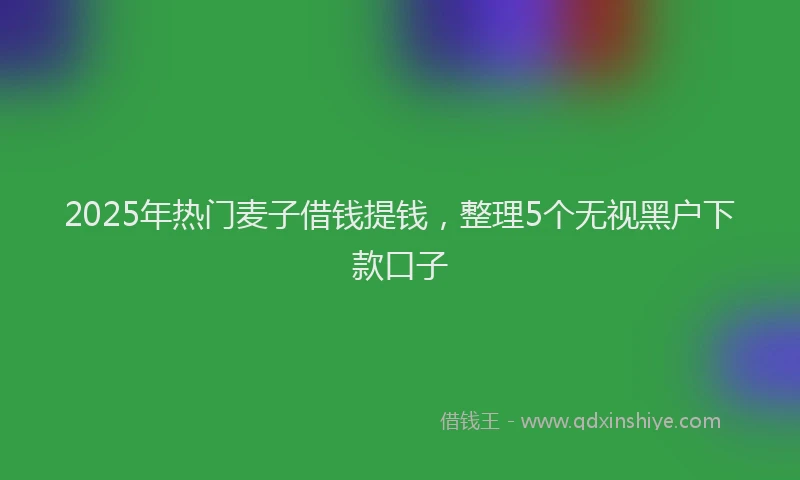 2025年热门麦子借钱提钱，整理5个无视黑户下款口子