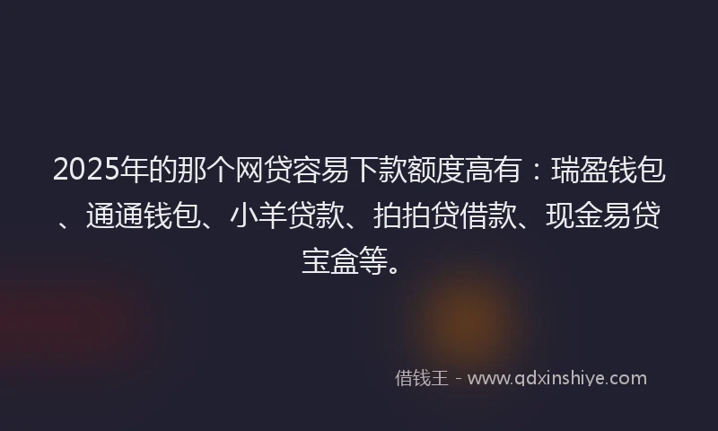 2025年的那个网贷容易下款额度高有：瑞盈钱包、通通钱包、小羊贷款、拍拍贷借款、现金易贷宝盒等。