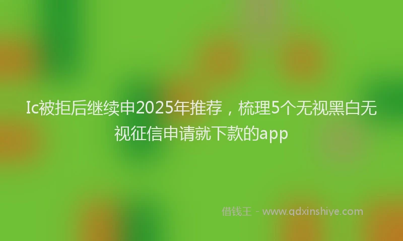 Ic被拒后继续申2025年推荐，梳理5个无视黑白无视征信申请就下款的app