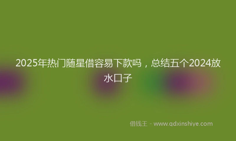 2025年热门随星借容易下款吗,总结五个2024放水口子
