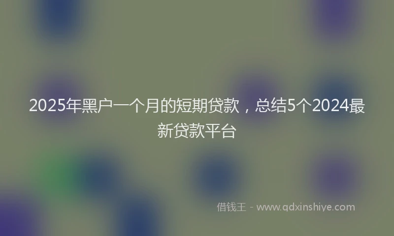 2025年黑户一个月的短期贷款，总结5个2024最新贷款平台