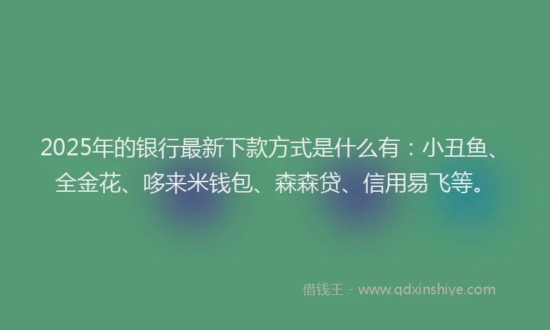 2025年的银行最新下款方式是什么有：小丑鱼、全金花、哆来米钱包、森森贷、信用易飞等。