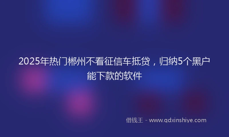 2025年热门郴州不看征信车抵贷，归纳5个黑户能下款的软件