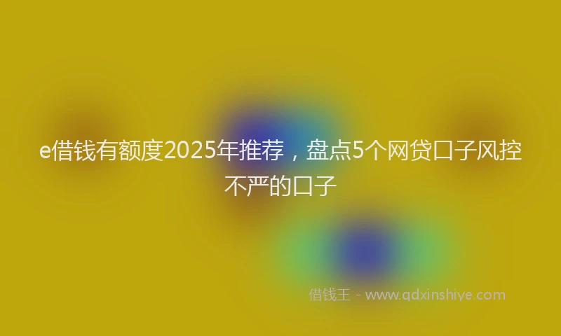 e借钱有额度2025年推荐，盘点5个网贷口子风控不严的口子